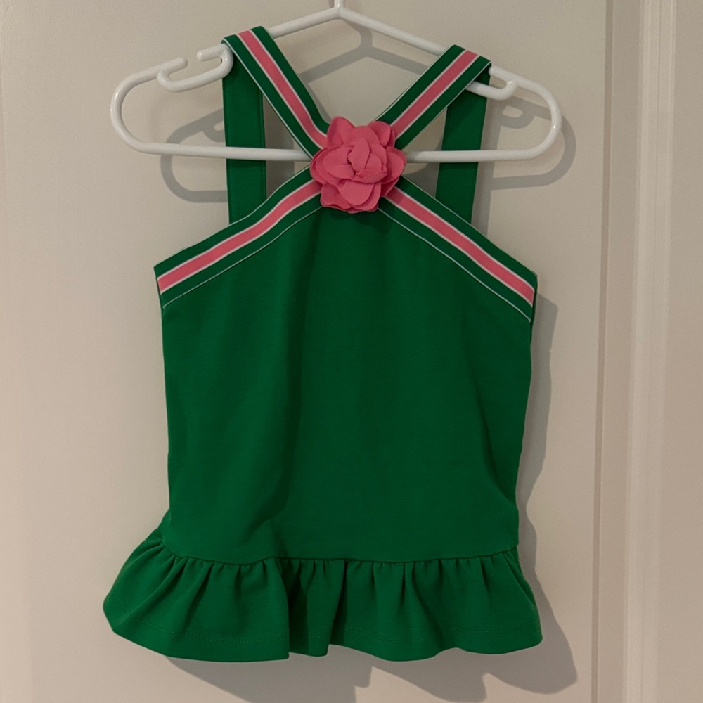 Janie and Jack Green and Pink Ruffle Top